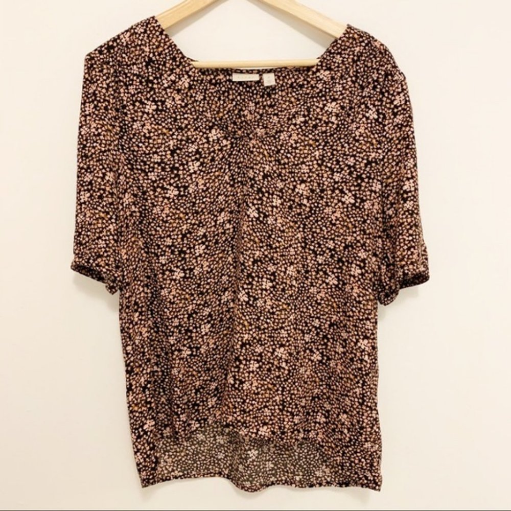 Nordstrom Hinge Floral Button Blouse Sleeves M